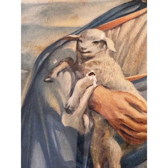 Vintage Jesus print; Jesus with lambs gorgeous - Picture 4 of 6